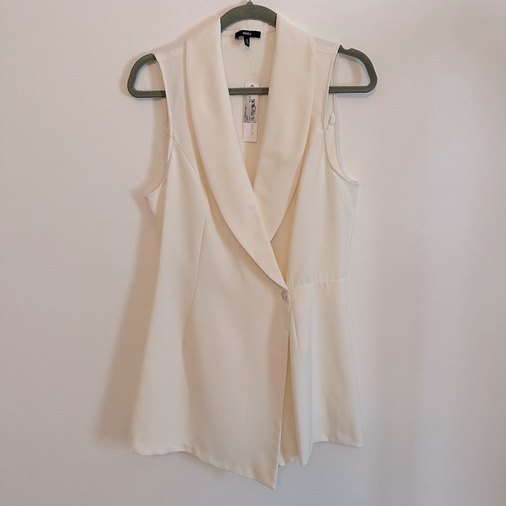 NWT Drew White Ivory Minimalist Crossover Blazer Romper M MSRP $250